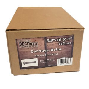 3/8" - 16 x 3" Carriage Bolt | Round Head | Hot Dip Galvanized | 115pcs Box