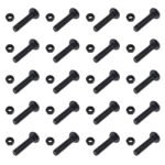 8 x 35 mm Long Carriage Bolt Set w/Hex Nut for Chain Link Fence Accessories - Black (20 Pack)