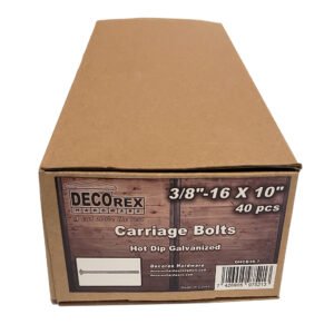 3/8" - 16 x 10" Carriage Bolt | Round Head | Hot Dip Galvanized | 40pcs Box