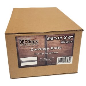 5/8" - 11 x 6" Carriage Bolt | Round Head | Hot Dip Galvanized | 20pcs Box