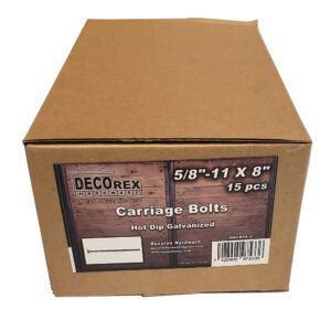 5/8" - 11 x 8" Carriage Bolt | Round Head | Hot Dip Galvanized | 15pcs Box