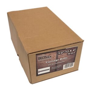 1/2" - 13 x 4" Carriage Bolt | Round Head| Hot Dip Galvanized | 50pcs Box