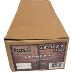 3/8" - 16 x 9" Carriage Bolt | Round Head | Hot Dip Galvanized | 45pcs Box