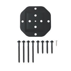 Nuvo Iron 4″ x 4″ Heavy Duty Wood Post Connector Plate - Bolts Included - Black