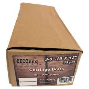 3/8" - 16 x 12" Carriage Bolt | Round Head | Hot Dip Galvanized | 35pcs Box