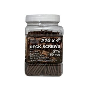 #10 x 4 Deck Screws, Torx Drive, Bugle Head, Brown Ruspert, Self-Drilling - 150pcs Jar