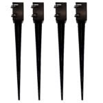 Ground Spike Post Anchor 36" Long, for 3.5" x 3.5" Posts, Black Powder Coated - DH-GS3 (4 Pack)