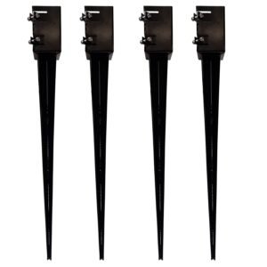 Ground Spike Post Anchor 36" Long, for 3.5" x 3.5" Posts, Black Powder Coated - DH-GS3 (4 Pack)