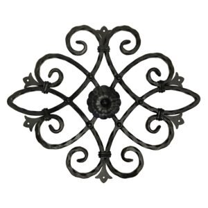 Decorex Hardware 21" x 16.5" Ornament Speakeasy/Grill for Gates, Doors, Walls - Wrought Iron, Powder Coated Black - DHOSG-03