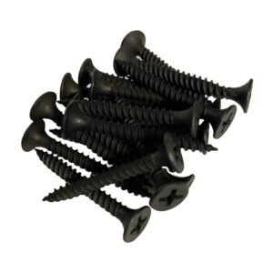 #6 x 1-1/4" Drywall Screws | Phillips Drive | Bugle Head | Fine Thread | Sharp Point | Bit Included | Black Phosphate - 100pcs