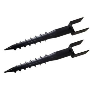 Ground Spike Post Anchor (Screw in) 27" Long - for 3.5" x 3.5" Post - Black Powder Coated - DH-GS2 (2 Pack)