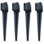 Ground Spike Post Anchor 24" Long, for 3.5" x 3.5" Posts, Black Powder Coated - DH-GS1 (4 Pack)