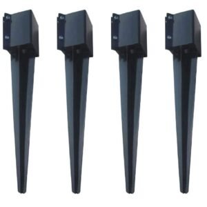 Ground Spike Post Anchor 24" Long, for 3.5" x 3.5" Posts, Black Powder Coated - DH-GS1 (4 Pack)