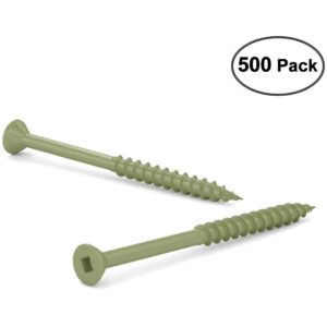 Deck Screws #8 x 2-1/2" ACQ Green Ceramic Finish, Square Drive (500 Pack)