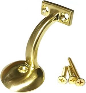 Handrail Bracket Round for Stairways with Mounting Screws - Set of 5 - (Brass Plated) - DH-B3
