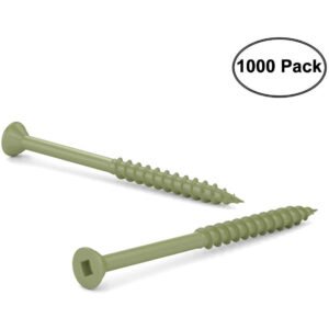 Deck Screws #8 x 2-1/2" ACQ Green Ceramic Finish, Square Drive (1000 Pack)