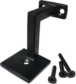 Handrail Bracket Square for Stairways with Mounting Screws - Set of 5 - (Satin Black) - DH-B5