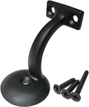 Handrail Bracket Round for Stairways with Mounting Screws - Set of 5 - (Satin Black) - DH-B1