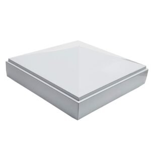 Decorex Hardware Aluminum 4" x 4" Pyramid Post Cap for 4″ x 4″ Metal Posts - Pressure Fit - White