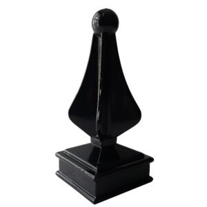 Decorative Spear Finial Post Cap for 2" x 2" Metal Posts - Cast Aluminum Black