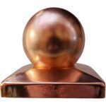 Decorex Hardware 5.5" x 5.5" Solid Copper Ball Post Cap for Actual 5.5" x 5.5" Wood Posts