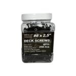 #8 x 2.5 Deck Screws, Torx Drive, Bugle Head, Black Ruspert, Self-Drilling - 250pcs Jar