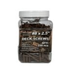 #8 x 2.5 Deck Screws, Torx Drive, Bugle Head, Brown Ruspert, Self-Drilling - 250pcs Jar