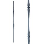 Iron Stair Balusters 5/8" Round x 44" Long, Double Spoon, Hollow, Black Powder Coated - 15pcs - (Satin Black) - DH-11