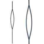 Iron Stair Balusters 1/2" Pointed Oval Square x 44" Long, Hollow, Black Powder Coated - 15pcs - (Satin Black) - DH-15