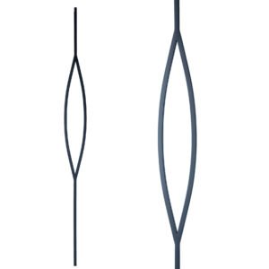 Iron Stair Balusters 1/2" Pointed Oval Square x 44" Long, Hollow, Black Powder Coated - 15pcs - (Satin Black) - DH-15