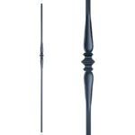 Iron Stair Balusters 1/2" Square x 44" Long, Single Spoon, Hollow, Black Powder Coated - 15pcs - (Satin Black) - DH-16