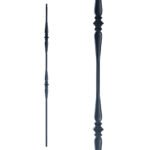 Iron Stair Balusters 1/2" Square x 44" Long, Double Spoon, Hollow, Black Powder Coated - 15pcs - (Satin Black) - DH-17