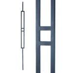 Iron Stair Balusters 1/2" Square x 44" Long, Modern Rectangle with Square, Hollow, Black Powder Coated - 15pcs - (Satin Black) - DH-21