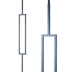 Iron Stair Balusters 1/2" Square x 44" Long, Single Rectangle, Hollow, Black Powder Coated - 15pcs - (Satin Black) - DH-33