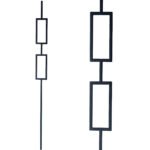 Iron Stair Balusters 1/2" Square x 44" Long, Double Rectangle, Hollow, Black Powder Coated - 15pcs - (Satin Black) - DH-34