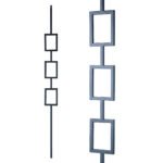 Iron Stair Balusters 1/2" Square x 44" Long, Tripple Rectangle, Hollow, Black Powder Coated - 15pcs - (Satin Black) - DH-35