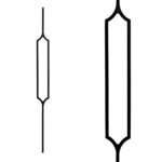 Iron Stair Balusters 1/2" Square x 44" Long, Curved Hexagon, Hollow, Black Powder Coated - 15pcs - (Satin Black) - DH-40