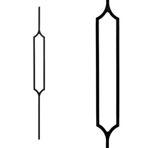 Iron Stair Balusters 1/2" Square x 44" Long, Curved Hexagon, Hollow, Black Powder Coated - 15pcs - (Satin Black) - DH-40