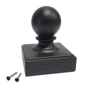 Decorex Hardware 3.5" x 3.5" Heavy Duty Aluminum Ball Post Cap for True/Actual 3.5" x 3.5" Wood Posts - Black (Works ONLY with Actual 3.5" x 3.5" Posts. Will NOT Work with Actual 4" x 4" Posts)
