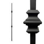 Iron Stair Balusters 1/2" Square x 44" Long, Double Knuckle, Hollow, Black Powder Coated - 15pcs - (Satin Black) - DH-07