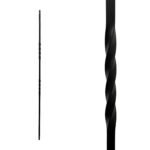 Iron Stair Balusters 1/2" Square x 44" Long, Double Twist, Hollow, Black Powder Coated - 30pcs - (Satin Black) - DH-03