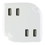 GE Multi-Port USB Wall Charger for Home & Travel, 4 USB Ports, 4.4A / 22W, 27006