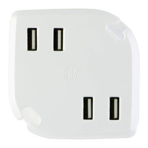 GE Multi-Port USB Wall Charger for Home & Travel, 4 USB Ports, 4.4A / 22W, 27006