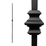 Iron Stair Balusters 1/2" Square x 44" Long, Single Knuckle, Hollow, Black Powder Coated - 15pcs - (Satin Black) - DH-06