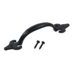 Nuvo Iron Black Antique Look Pull Handle 7" Colonial Design For Garage Shed Wood Door