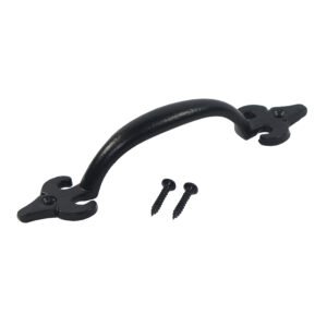 Nuvo Iron Black Antique Look Pull Handle 7" Colonial Design For Garage Shed Wood Door